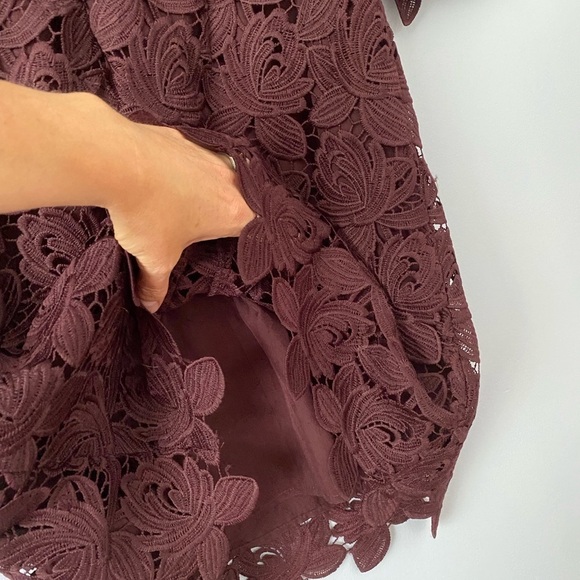 LOFT Women's Sz 2 Wine Burgundy Lace Shift Dress Cocktail Party 3/4 Sleeve - Picture 4 of 9